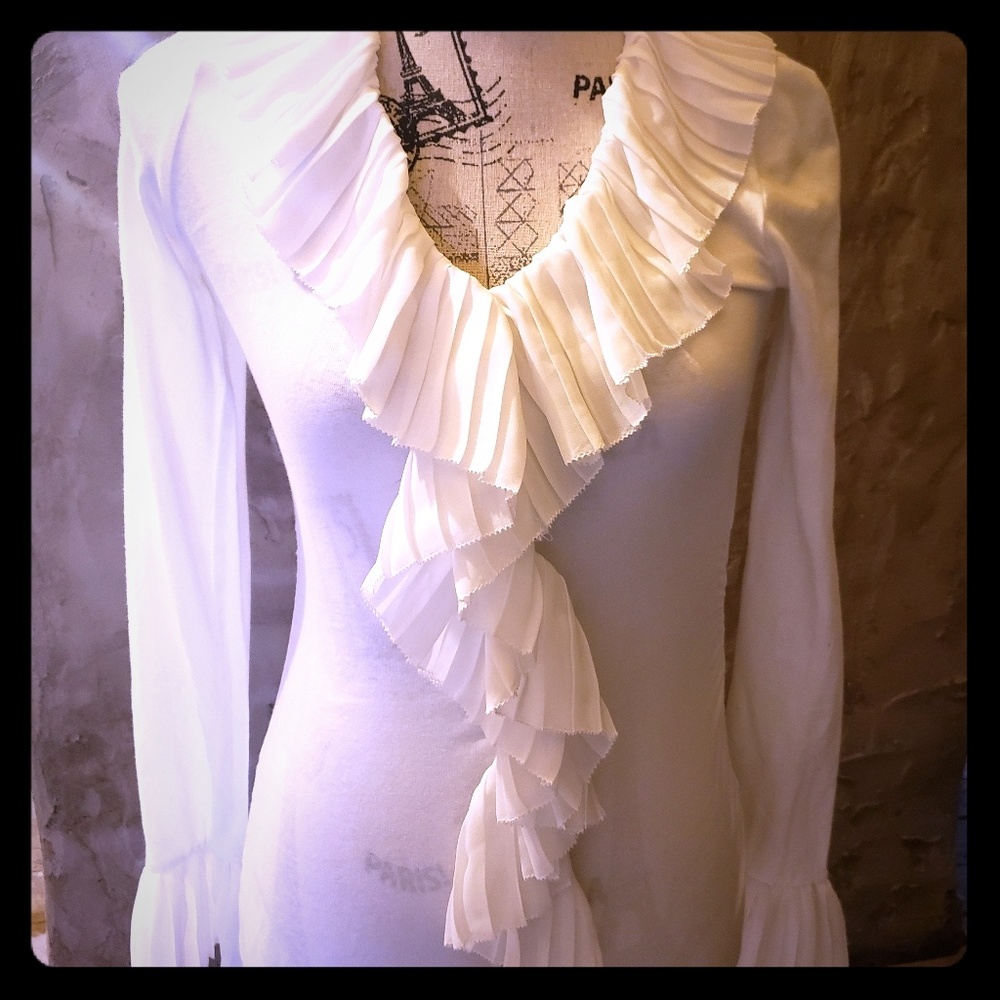 White Cabi Blouse with Ruffles